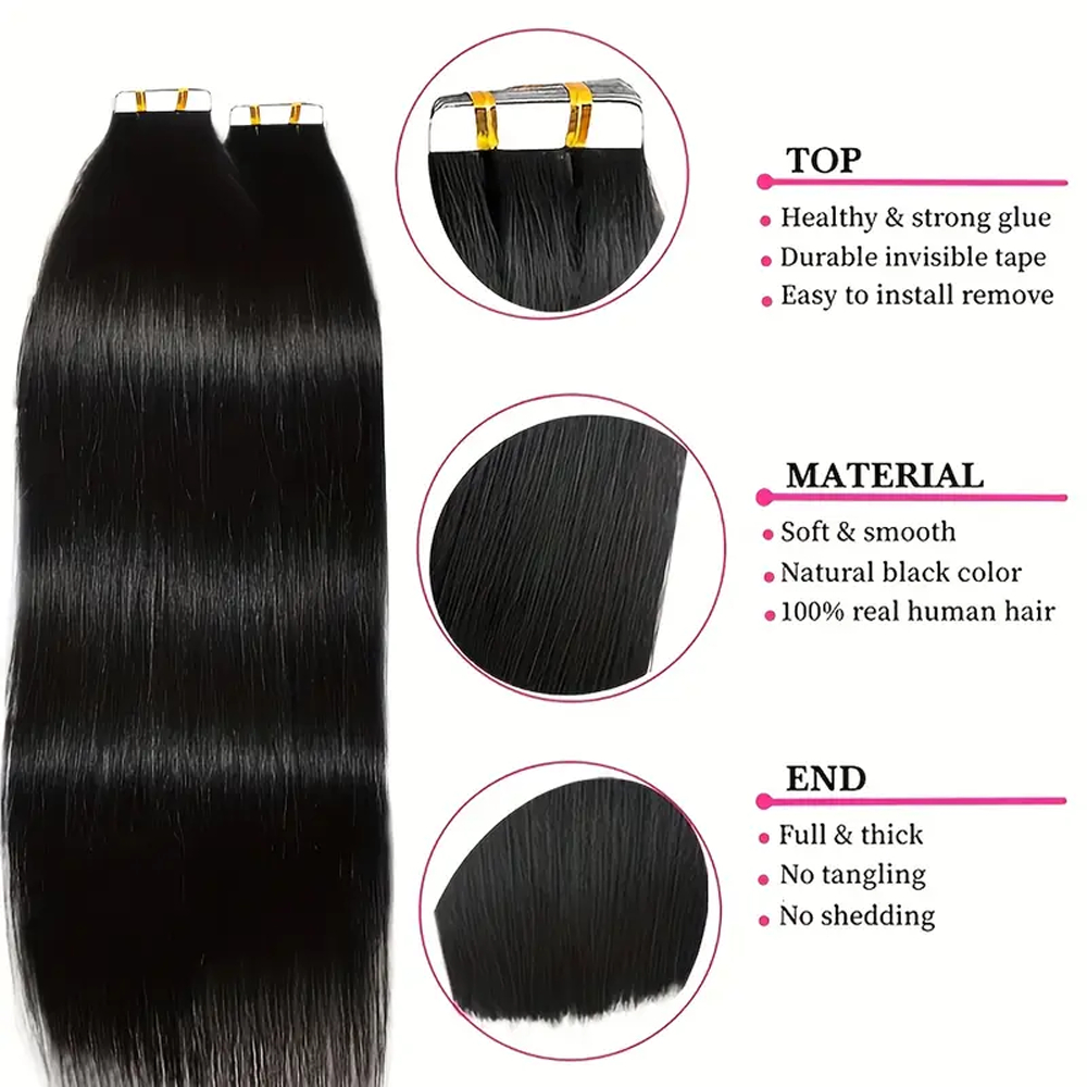Tape in Hair Extensions Straig - Invisible Tape In Extensions Real Hair recension och pris