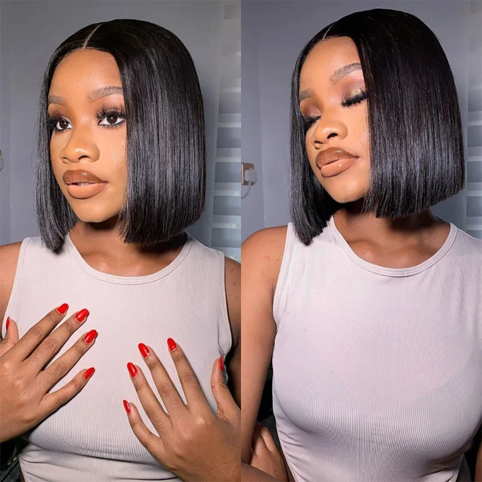 Straight Short Bob Wigs Human  - Glueless Wear And Go Human Hair Wig recension och pris