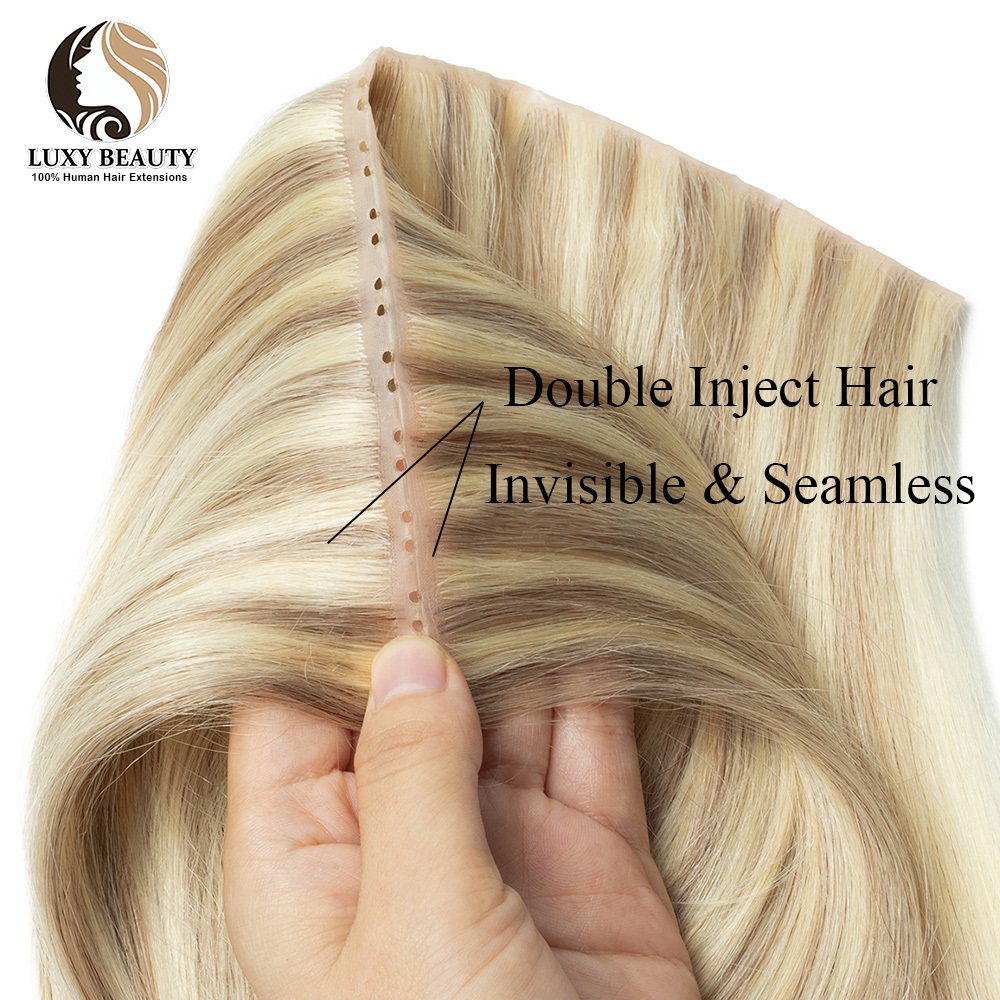 Blonde injected Hole Weft Huma - Invisible Tape In Extensions Real Hair recension och pris